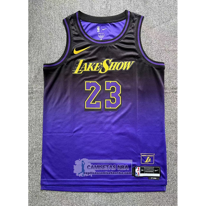Camiseta Los Angeles Lakers LeBron James NO 23 Ciudad 2024-25 Violeta